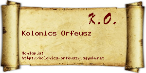 Kolonics Orfeusz névjegykártya